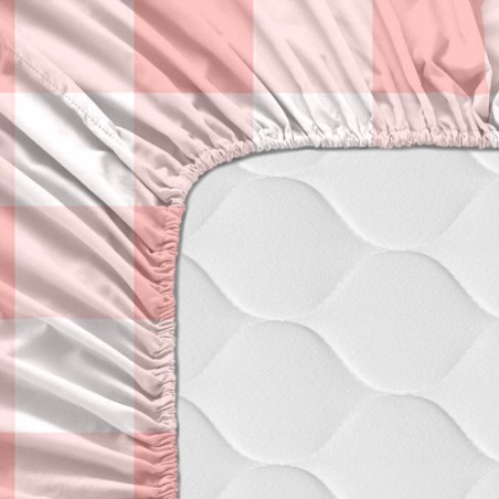 Drap housse HappyFriday BASIC KIDS Blanc Rose 70 x 140 x 14 cm