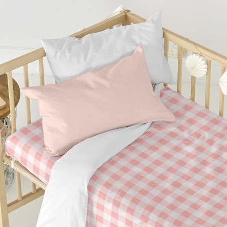 Lenzuolo con angoli HappyFriday BASIC KIDS Bianco Rosa 70 x 140 x 14 c