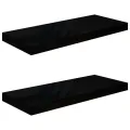 Étagère murale flottante 2 pcs Noir brillant 60x23,5x3,8 cm MDF