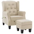 Fauteuil de massage avec repose-pied Crème Tissu