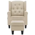 Fauteuil de massage avec repose-pied Crème Tissu