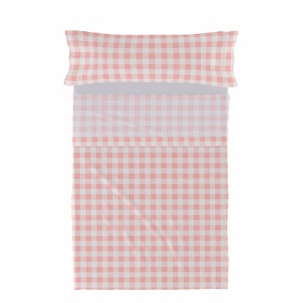 Set beddengoed HappyFriday Basic Kids Vichy Roze Bed van 105 180 x 270