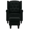 Fauteuil avec repose-pied Noir Tissu