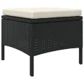 Canapé de jardin 2 places avec table et tabourets noir rotin