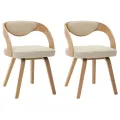 Chaises à manger lot de 2 crème bois courbé et similicuir