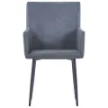 Chaises à manger et accoudoirs lot de 2 gris similicuir daim