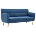 Canapé à 3 places revêtement en tissu 172x70x82 cm bleu