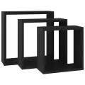 Étagères murales sous forme de cube 3 pcs Noir MDF