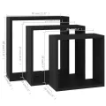 Étagères murales sous forme de cube 3 pcs Noir MDF