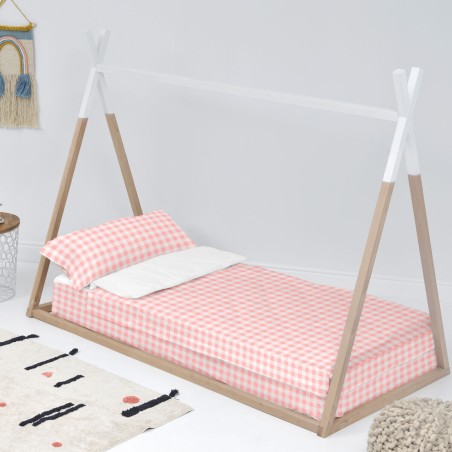 Housse de couette non rembourrée HappyFriday Basic Kids Vichy Rose 90