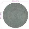 Tapis fait à la main Jute Rond 150 cm Vert olive