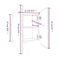Armoire de salle de bain miroir rond et LED Noir 47x47x17,5 cm