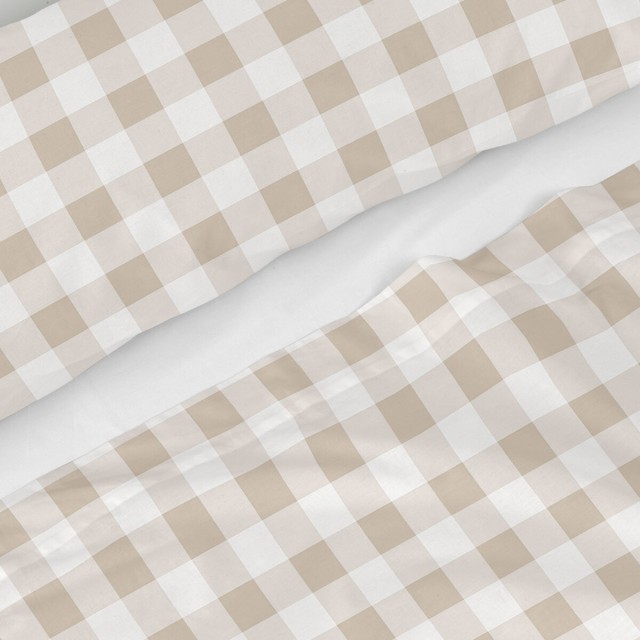 Jeu de draps HappyFriday Basic Kids Vichy Beige Lit 1 persone 180 x 27