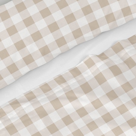 Juego de Sábanas HappyFriday Basic Kids Vichy Beige Cama de 105 180 x