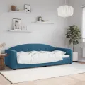 Lit de repos sans matelas bleu 90x200 cm velours
