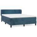 cadre de lit et matelas Bleu foncé 140x190cm Velours