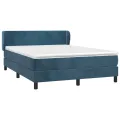 cadre de lit et matelas Bleu foncé 140x190cm Velours