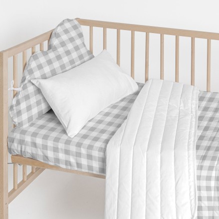 Cot protector HappyFriday Basic Kids Vichy Grey 60 x 40 cm 2