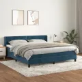 cadre de lit et matelas Bleu foncé 180x200cm Velours
