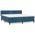cadre de lit et matelas Bleu foncé 180x200cm Velours