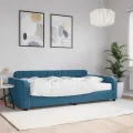 Lit de jour avec matelas bleu 100x200 cm velours