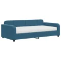 Lit de jour avec matelas bleu 100x200 cm velours