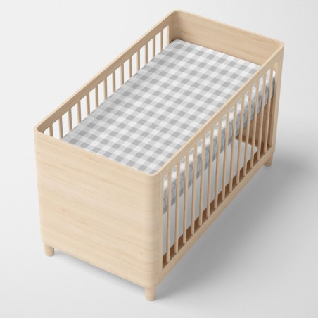 Fitted bottom sheet HappyFriday Basic Kids Grey 60 x 120 x 14 cm Gingh