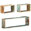 Ensemble d'étagère cube 3 pcs Bois solide de récupération