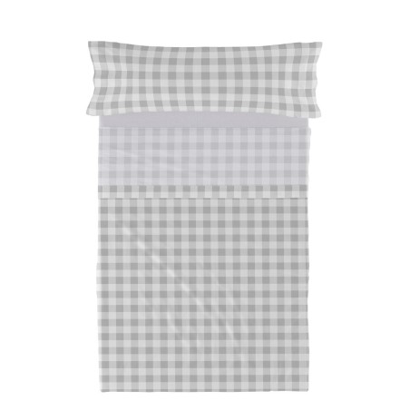 Jeu de draps HappyFriday Basic Kids Vichy Gris Lit 1 persone 180 x 270