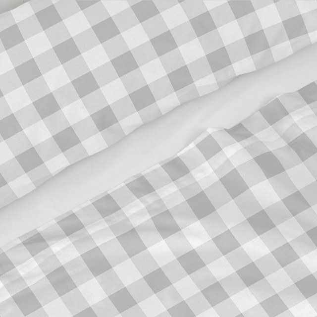 Jeu de draps HappyFriday Basic Kids Vichy Gris Lit 1 persone 180 x 270