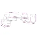 Ensemble de canapés 3 pcs coussins gris clair tissu