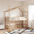 Lit superposé avec échelle et toit sans matelas 90x190 cm