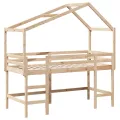 Lit superposé avec échelle et toit sans matelas 90x190 cm