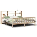 Lit bibliothèque sans matelas 180x200 cm bois massif de pin