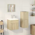Ensemble de meubles de salle de bain 4 pcs chêne sonoma