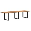 Table à manger marron clair bois de chêne massif rectangulaire
