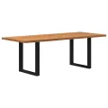 Table à manger marron clair bois de chêne massif rectangulaire
