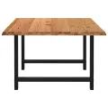 Table à manger marron clair bois de chêne massif rectangulaire