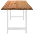 Table à manger marron clair bois de chêne massif rectangulaire
