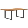 Table à manger marron clair bois de chêne massif rectangulaire