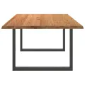 Table à manger marron clair bois de chêne massif rectangulaire