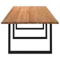 Table à manger marron clair bois de chêne massif rectangulaire