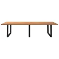 Table à manger marron clair bois de chêne massif rectangulaire