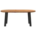 Table à manger marron clair bois de chêne massif ovale