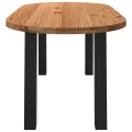 Table à manger marron clair bois de chêne massif ovale