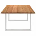 Table à manger marron clair bois de chêne massif rectangulaire