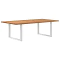 Table à manger marron clair bois de chêne massif rectangulaire