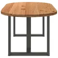 Table à manger marron clair bois de chêne massif ovale