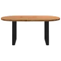 Table à manger marron clair bois de chêne massif ovale