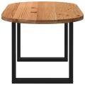 Table à manger marron clair bois de chêne massif ovale